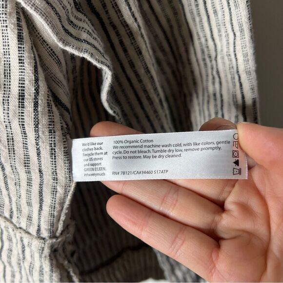 Eileen Fisher Organic cotton Stripe Open Front Preppy Minimalist Summer Vacation - Picture 5 of 11